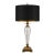Late 20th Century Designer Fluted Crystal, Antiqued Brass & Stone Table Lamp With New Black & Gold Shade For Sale
