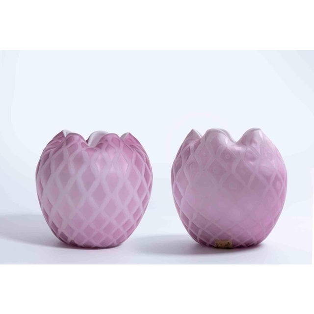 Murano Glass Geometric Vases by Vamsa, Italy, 1920s, Set of 2 For Sale - Image 9 of 10