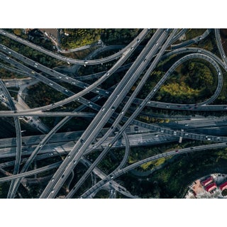 Aerialperspective Images, Top View of Road Intersection and Busy Overpass, Photograph For Sale