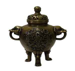 Chinese Oriental Bronze Metal Incense Burner Display