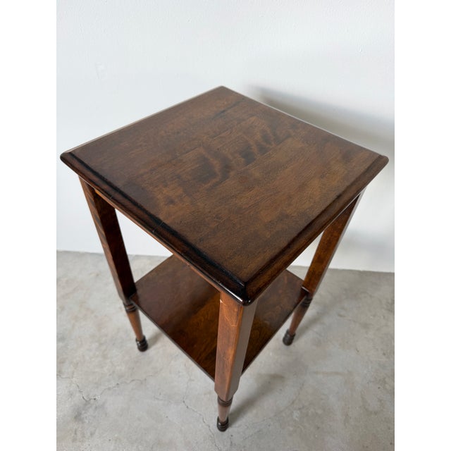 Vintage Traditional Walnut Two-Tier Side Table With Turned Legs For Sale - Image 10 of 12
