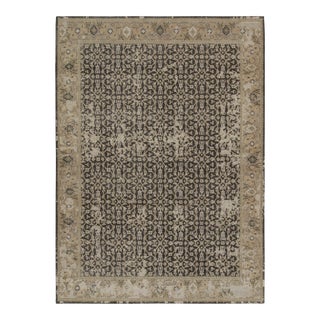 Rug & Kilim’s Distressed Persian Style Runner in Black With Beige Herati Pattern For Sale