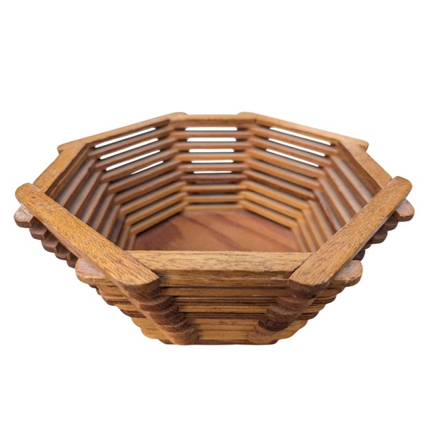 Vintage Popsicle Stick Folk Art Decorative Bowl For Sale - Image 10 of 15