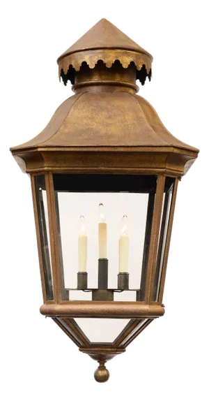 Grande French Antique Brass and Glass Lantern, Circa 1920