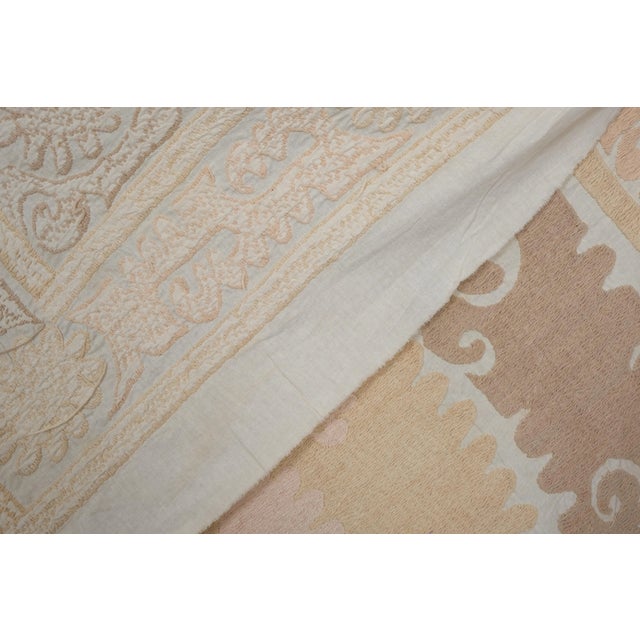 Ecru 1960s Handmade Pastel Suzani Textile Art For Sale - Image 8 of 11