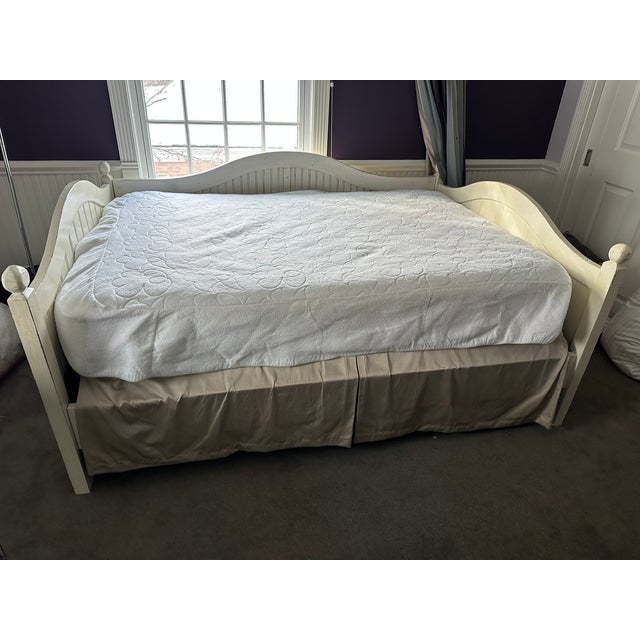 Grange Furniture Sleigh Bed Soft Whitewashed Wood For Sale - Image 9 of 9