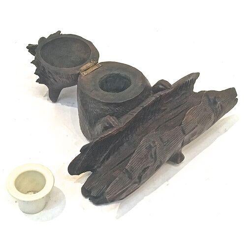 Wood Antique Black Forest Terrier Inkwell For Sale - Image 7 of 8