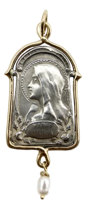1990s Sterling Silver and 14k Gold Brother Wolf Virgo Maria Medallion