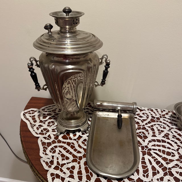 Antique Batashev Samovar Set Imperial Tula Samovar Set by Batachev Brothers - 4 Piece Set For Sale - Image 10 of 12