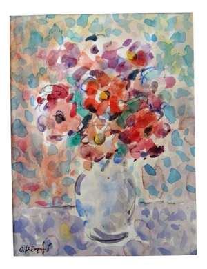 Oskars Berzins, Flowers, Watercolor on Paper