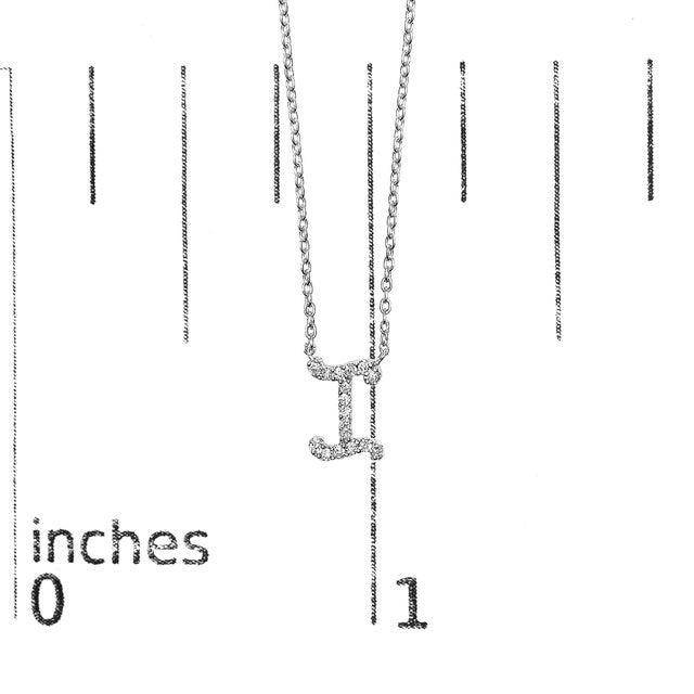 Early 21st Century 10K White Gold Diamond Accent "I" Initial Script Style Pendant Necklace For Sale - Image 5 of 5