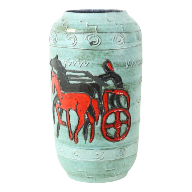 Vintage Vase with Horse and Chariot from Scheurich, 1960s For Sale