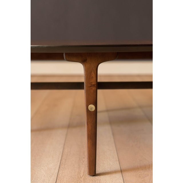1960s Mid Century Modern Round Walnut Coffee Table by Stanley Furniture Co. For Sale - Image 5 of 9