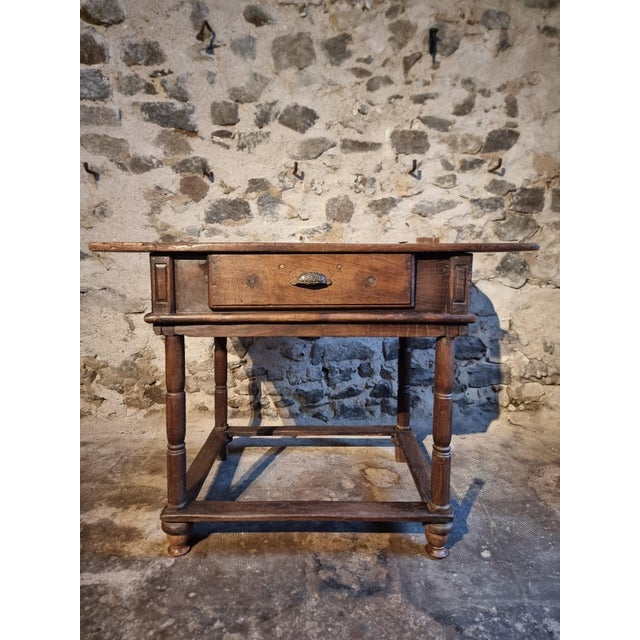 French Rustic Oak Table with Drawer, Late 18th-Early 19th Century For Sale - Image 6 of 18