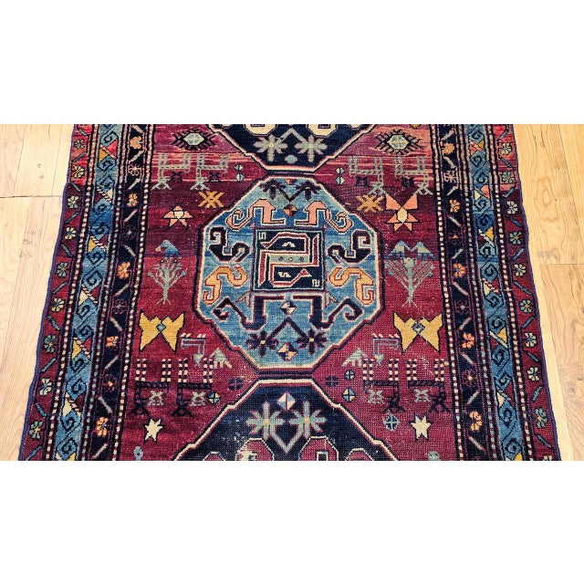 Antique Caucasian Cloudband Kazak Area Rug, Wool, Cranberry Red, 1890s, 3' x 7' For Sale - Image 13 of 18