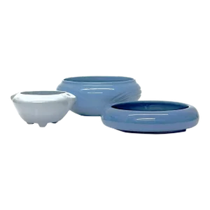 Muted Blues Ceramic Planter Curation - Group of 3