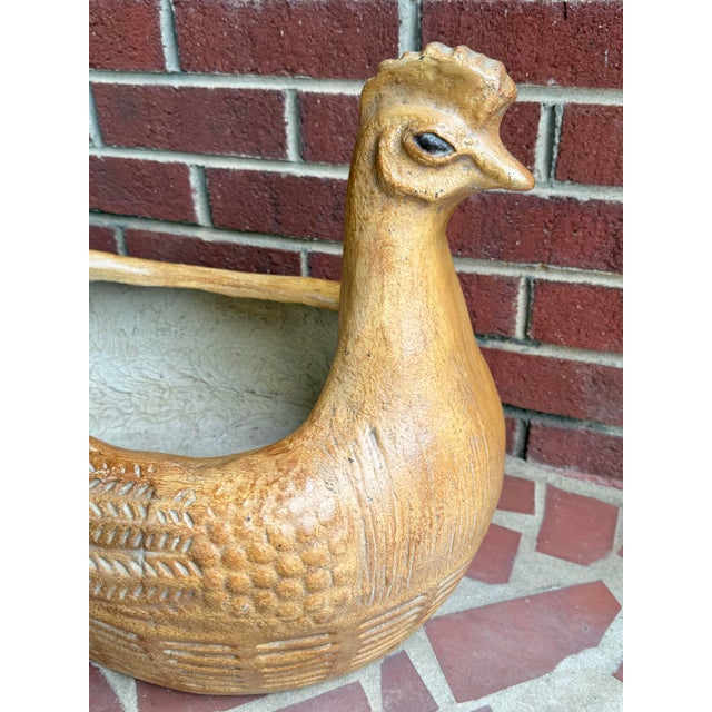 Terra Cotta Midcentury Folk Art Terracotta Fiberglass Chicken Hen Planter Pot For Sale - Image 8 of 12