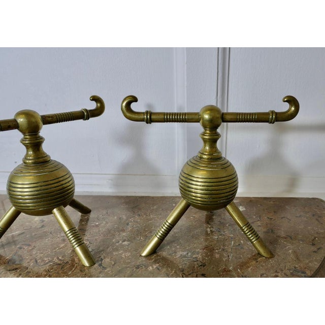 Brass Aesthetic Movement Fire Dogs by Christopher Dresser, 1880s, Set of 2 For Sale - Image 6 of 8