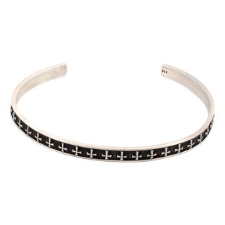 Sterling Silver Cross Symbol Cuff Bracelet For Sale