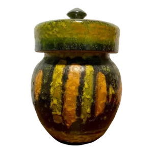 Mid-Century Italian Lava Glazed Pottery Lidded Jar