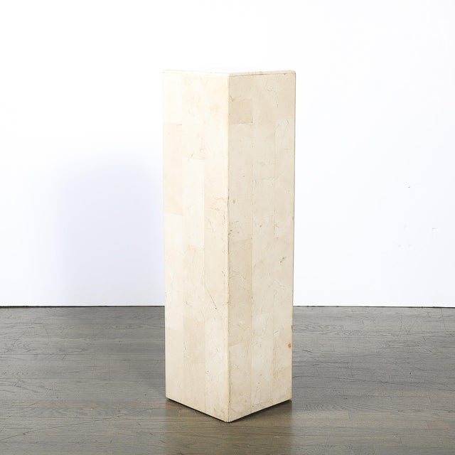 Pair of Mid-Century Modernist Tessellated Travertine Pedestals For Sale - Image 14 of 16