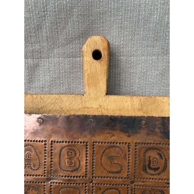 Antique Copper Alphabet Wood Cutting Board For Sale - Image 15 of 18