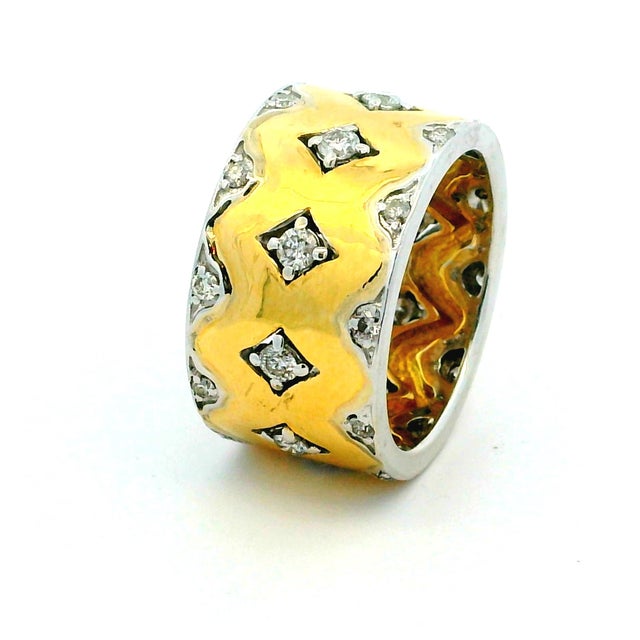 Wide 18k Gold Diamond Band Ring, 1 Carat, Size 7.5 For Sale - Image 4 of 10