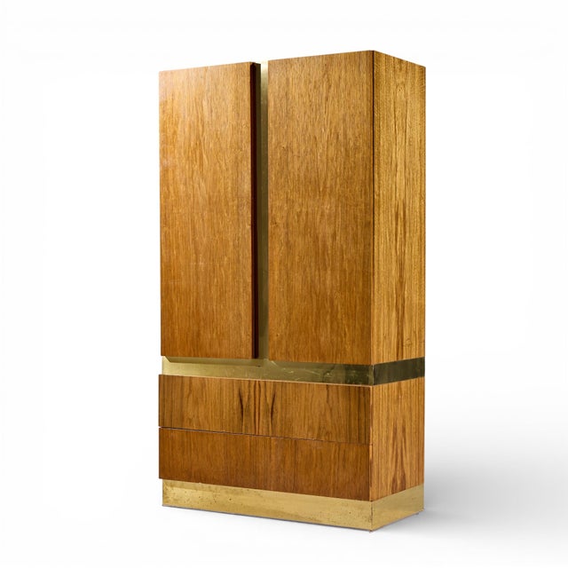Mid-Century Modern Milo Baughman for Thayer Coggin Mid Century Rosewood and Brass Armoire For Sale - Image 3 of 9