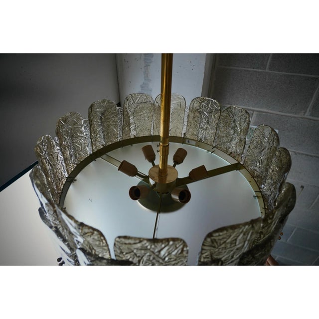 Chandelier in Smoky Art Glass and Brass, 2000 For Sale - Image 9 of 10