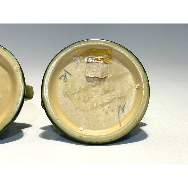 Green Mid 20th Century Pair of Roseville Candle Holders For Sale - Image 8 of 8