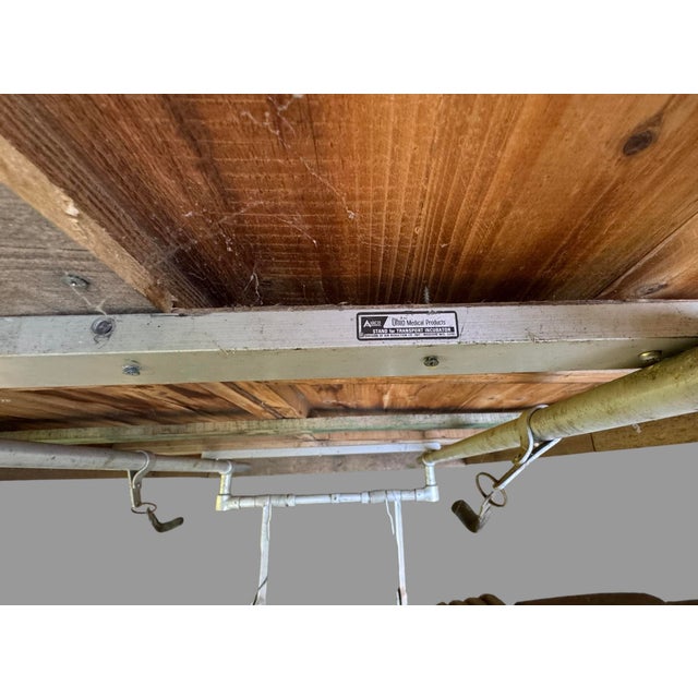 Late 20th Century Primitive Medical Industrial Repurposed Country Scrub Top Table For Sale - Image 5 of 12