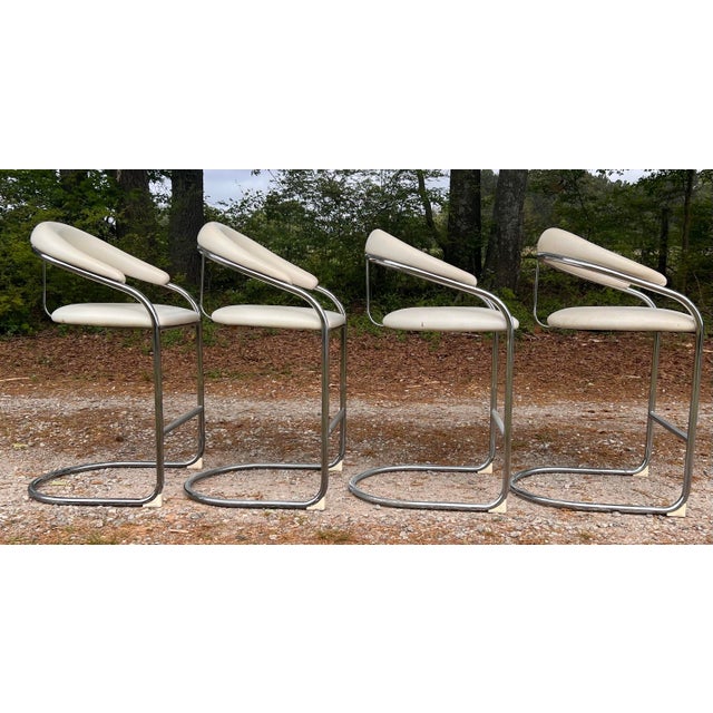 A fabulous set of four counter height barstools by Anton Lorenz for Thonet. Dating from the mid-late 20th century. In...