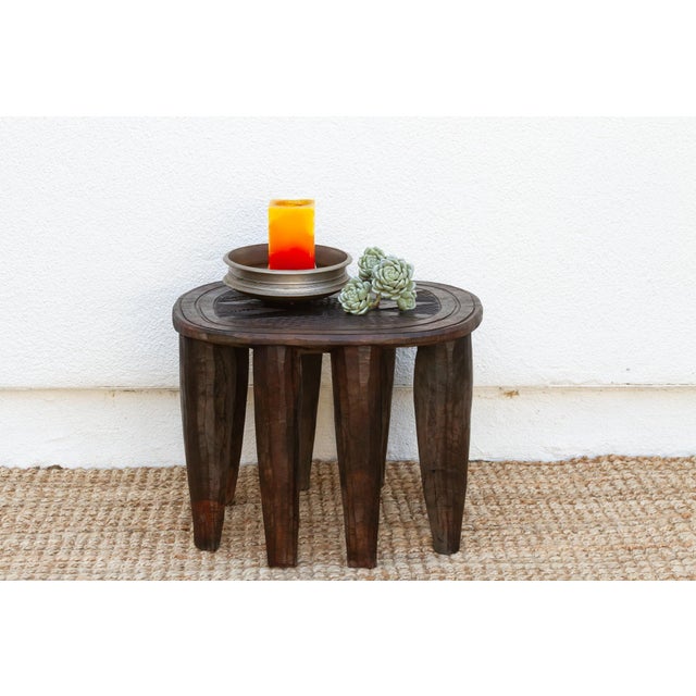 Wood Patinated Dark Brown African Stool For Sale - Image 7 of 7