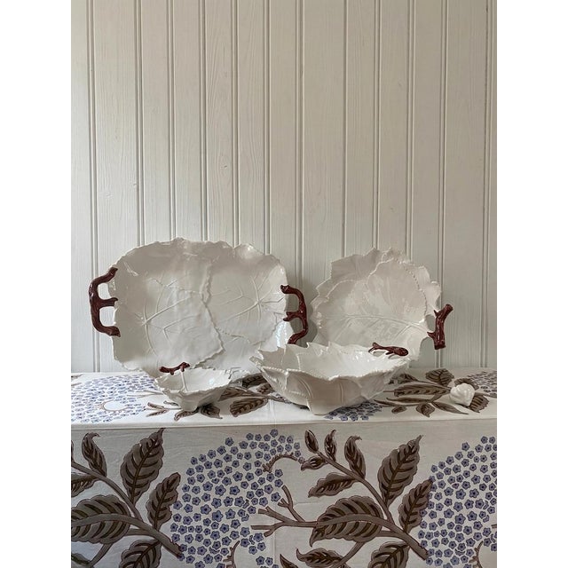 Traditional Leaf-Shaped Serving Bowl — The Mane Lion, Hand-Painted Italian Ceramic For Sale - Image 3 of 3