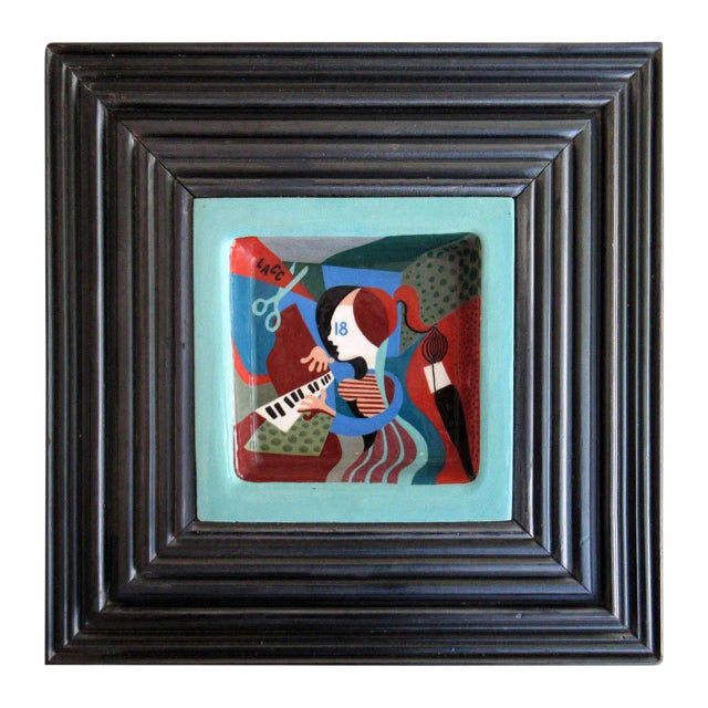 Large Artist Box With Ceramic Inset Plaque For Sale