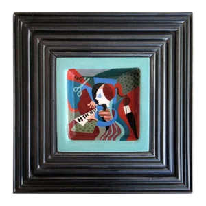 Large Artist Box With Ceramic Inset Plaque