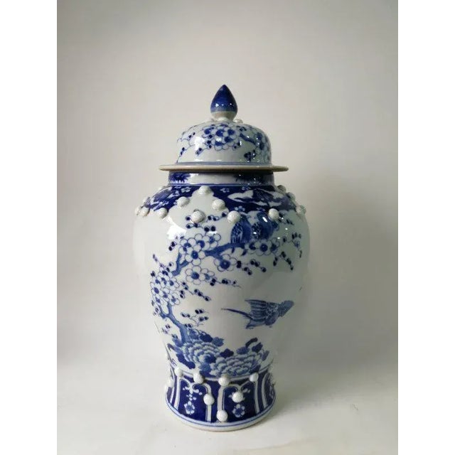 Chinese Chinese Blue and White Porcelain Ginger Jar With Birds & Flowers For Sale - Image 3 of 10
