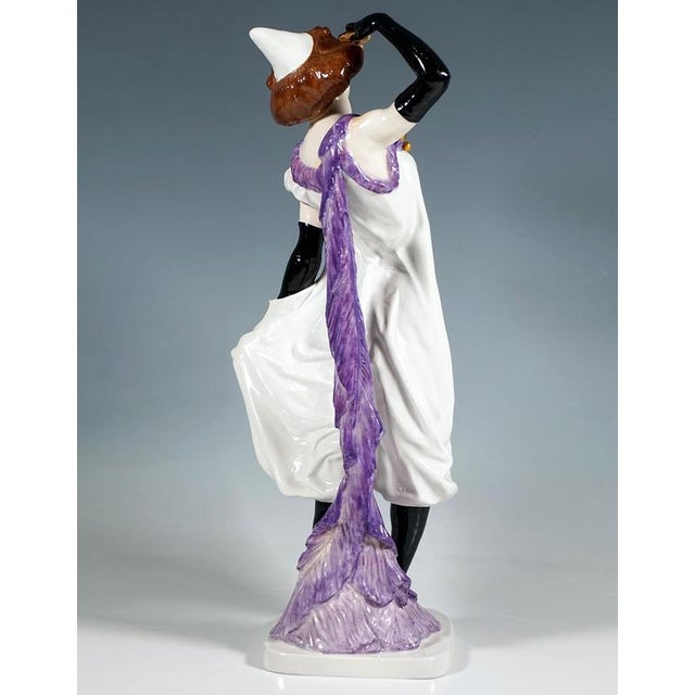 Large Art Nouveau Pierrette Figurine attributed to Martin Wiegand for Meissen, Germany, 1910s For Sale - Image 3 of 8
