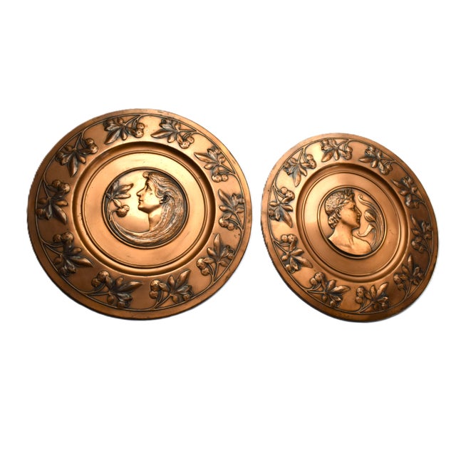 Gold Art Nouveau Wall Reliefs in Brass from WMF, 1890s, Set of 2 For Sale - Image 8 of 9