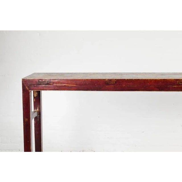 19th Century Chinese Qing Dynasty Altar Console Table with Original Lacquer For Sale - Image 4 of 13