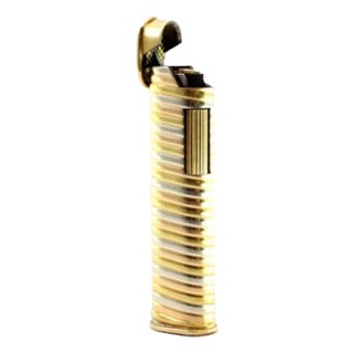 2-Tone Gold Lighter with Hinged Lid For Sale