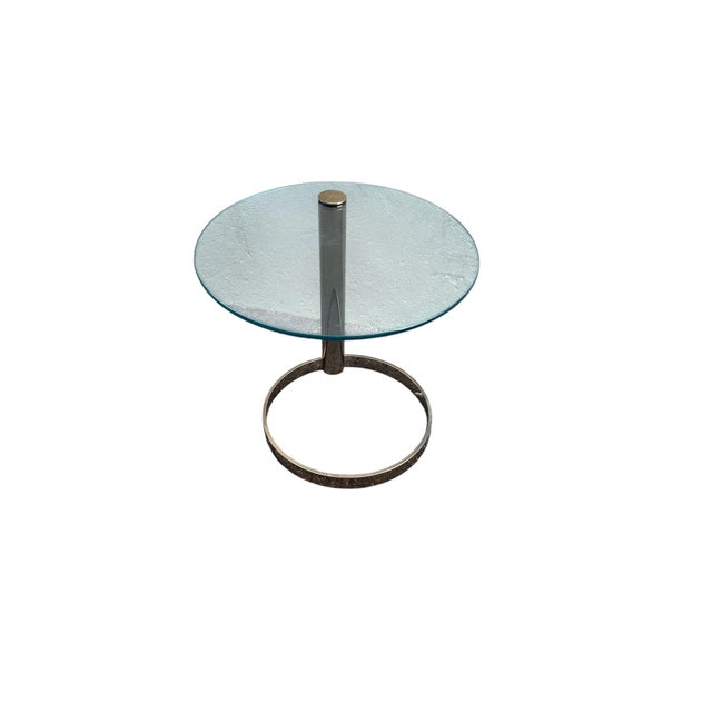 Attributed to Leon Rosen for Pace Collection Brass and Glass Round Side Table-Unsigned Elegant and understated, this round...
