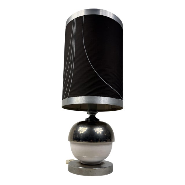 Vintage Space Age Table Lamp in Chrome Metal, 1970s For Sale