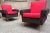1950s Set of Armchairs in Red and Black with Brass Legs, 1950s For Sale - Image 5 of 9