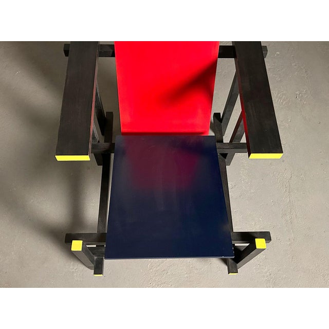 Wood Red and Blue Chair by Gerrit Rietveld for Gerard Van De Groenekan, 1970 For Sale - Image 7 of 13