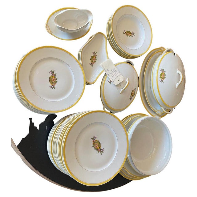 French Art Deco Service in Porcelain from Limoges, 1920s, Set of 49 For Sale - Image 16 of 16