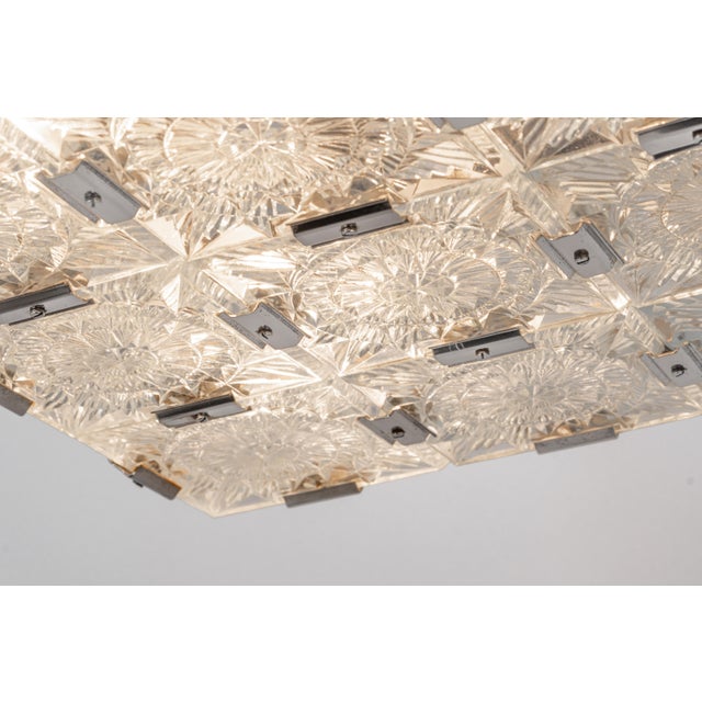 Large Mid-Century Glass Chandelier from Veb Lighting, Germany, 1970s For Sale - Image 9 of 16