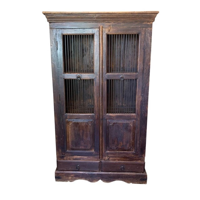 1940s Teak Spindle Front Bird Cage Storage Cabinet For Sale - Image 9 of 9