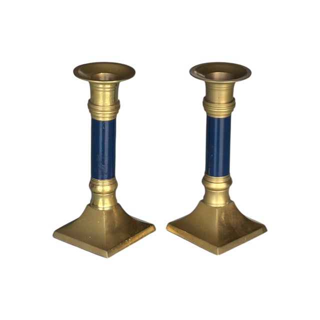 Vintage Candlesticks in Brass, 1950, Set of 2 For Sale - Image 6 of 6