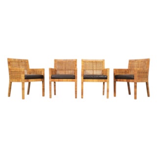 Set of Four Billy Baldwin for Bielecky Cane Dining Armchairs For Sale
